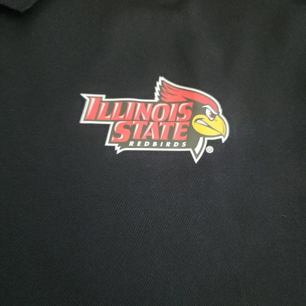 Nike Polo Shirt Mens XL Black Illinois State Redbirds Dri-Fit Short Sleeve Logo